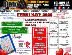 Febraury 2026 Dillon’s Bayou Febraury 2026 Dillon's Bayou