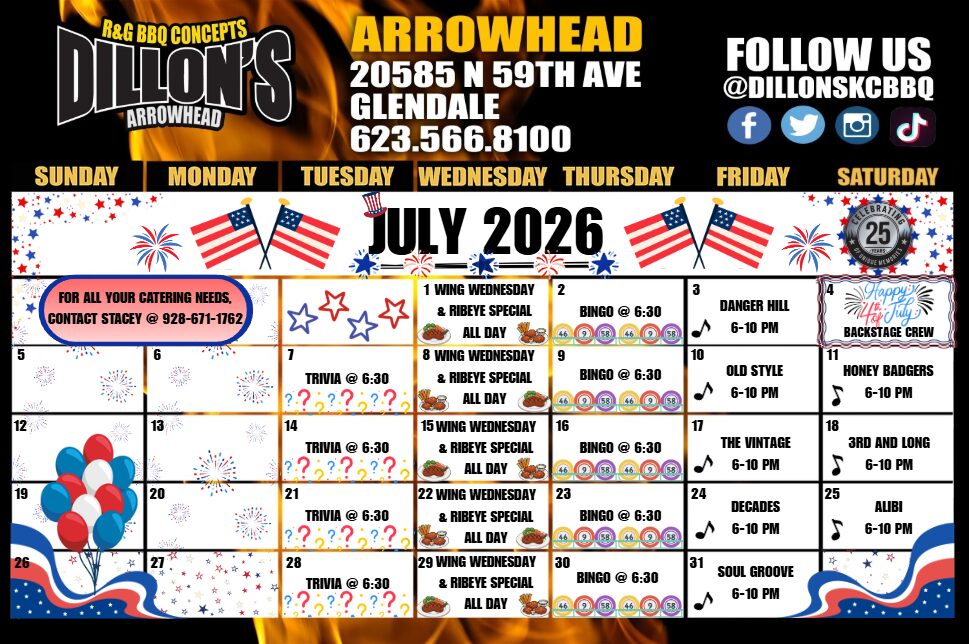 2026 Arrowhead July Calendar 2026 Arrowhead July