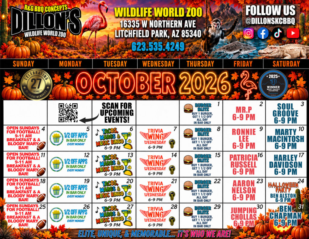 2026 October Wildlife World Zoo Calendar 2026 October Wildlife World Zoo Calendar